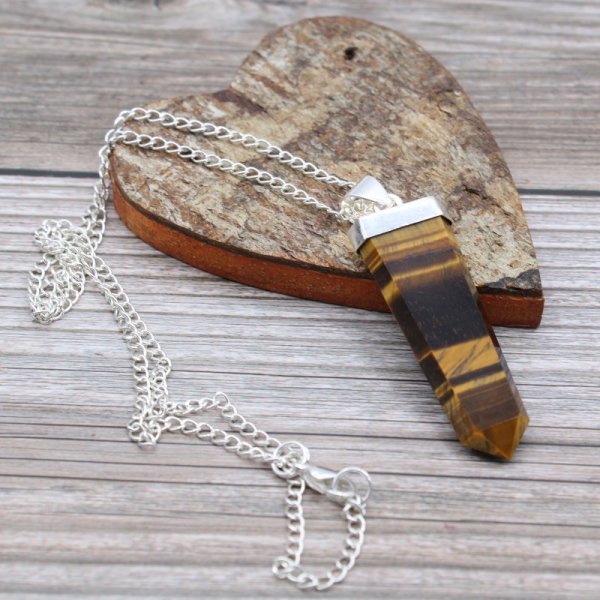 (image for) Gemstone Flat Pencil Pendant - Tiger Eye