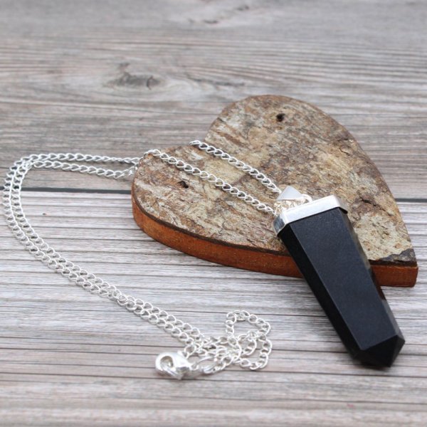 (image for) Gemstone Flat Pencil Pendant - Black Agate