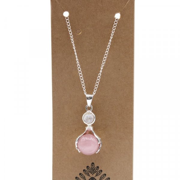(image for) Gemstone Healing Hands Pendant - Rose Quartz