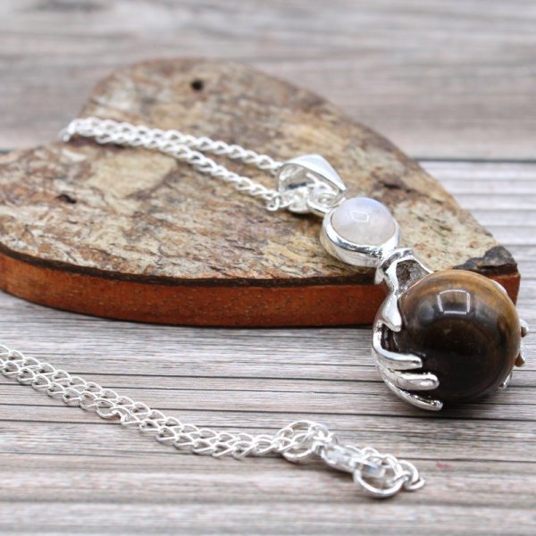 (image for) Gemstone Healing Hands Pendant - Tiger Eye