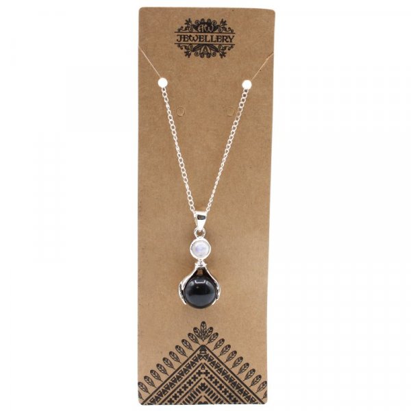 (image for) Gemstone Healing Hands Pendant - Black Agate