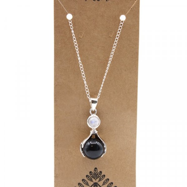(image for) Gemstone Healing Hands Pendant - Black Agate