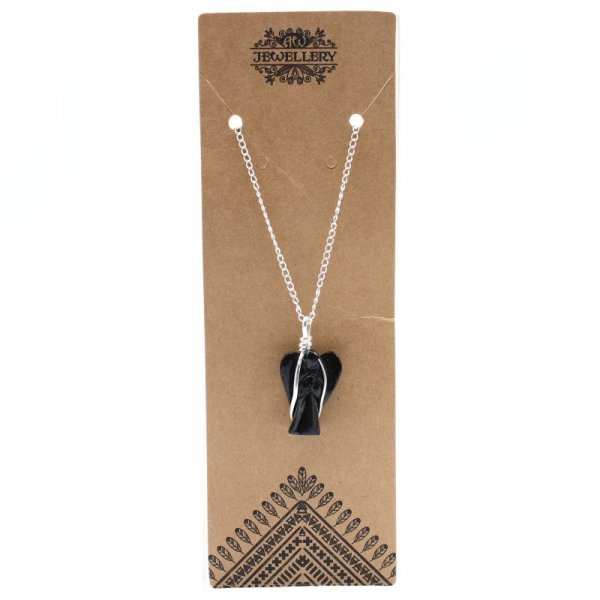 (image for) Gemstone Guardian Angel Pendant - Black Agate