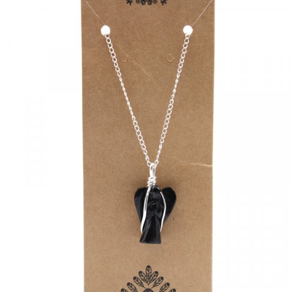 (image for) Gemstone Guardian Angel Pendant - Black Agate