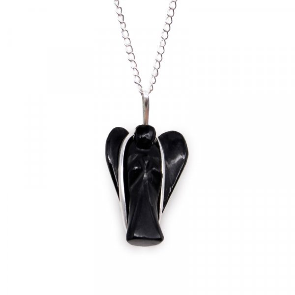 (image for) Gemstone Guardian Angel Pendant - Black Agate