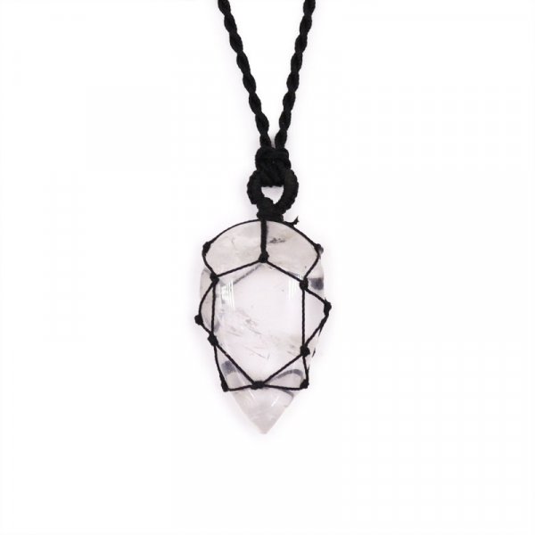 (image for) Laced Gemstone Teardrop Pendant - Rock Quartz