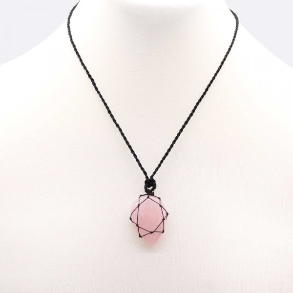 (image for) Laced Gemstone Teardrop Pendant - Rose Quartz