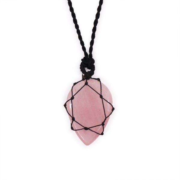 (image for) Laced Gemstone Teardrop Pendant - Rose Quartz