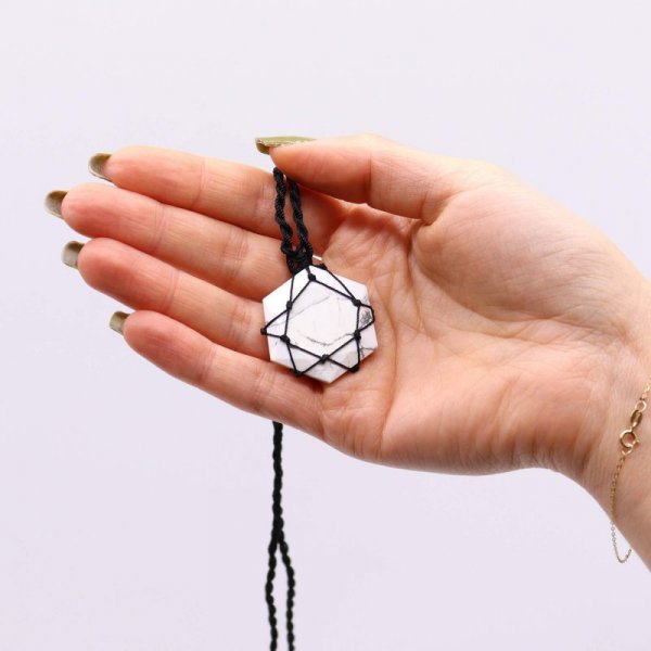 (image for) Laced Gemstone Hexagon Pendant - White Howlite