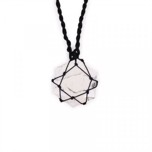 (image for) Laced Gemstone Hexagon Pendant - White Howlite