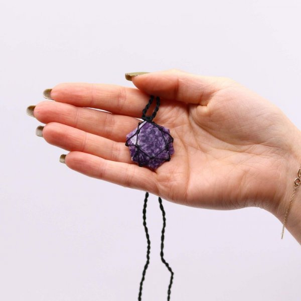 (image for) Laced Gemstone Hexagon Pendant - Lepidolite