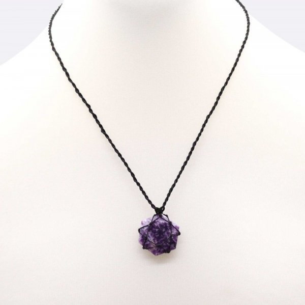 (image for) Laced Gemstone Hexagon Pendant - Lepidolite