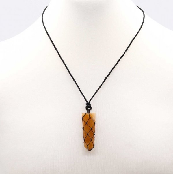 (image for) Laced Gemstone Flat Point Pendant - Golden Quartz