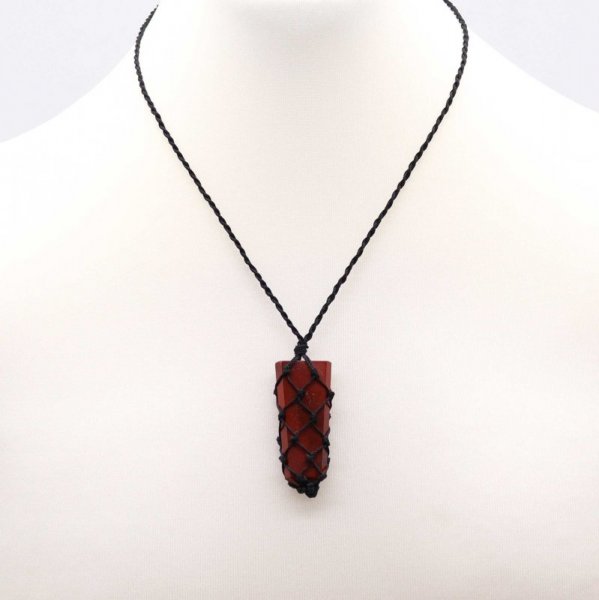 (image for) Laced Gemstone Flat Point Pendant - Red Jasper