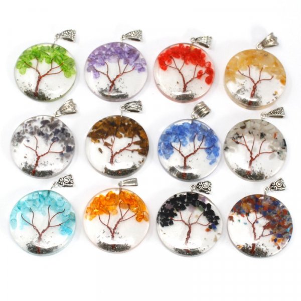 (image for) Orgonite Power Pendant - Round Amethyst Tree (mix)