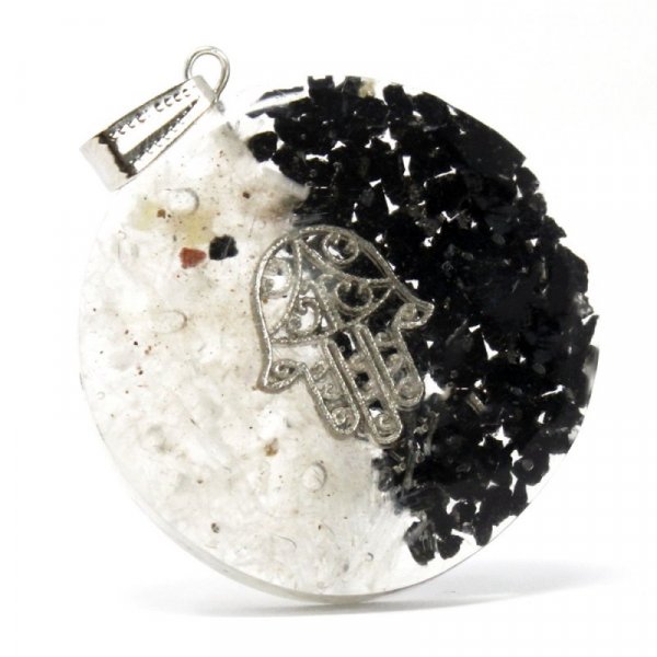 (image for) Orgonite Power Pendant - Good & Evil - Hamsa