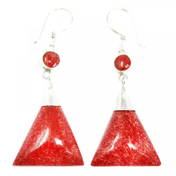(image for) 925 Silver Earrings - Triangle Double Drop