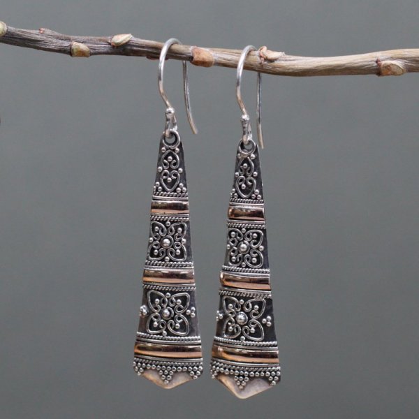 (image for) Silver & Gold Earring - Tribal Drops