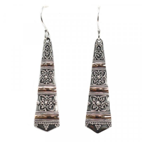 (image for) Silver & Gold Earring - Tribal Drops