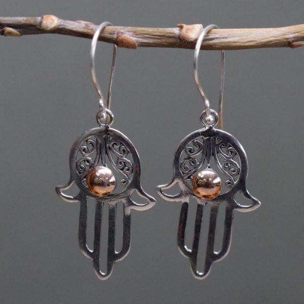 (image for) Silver & Gold Earring - Hamsa