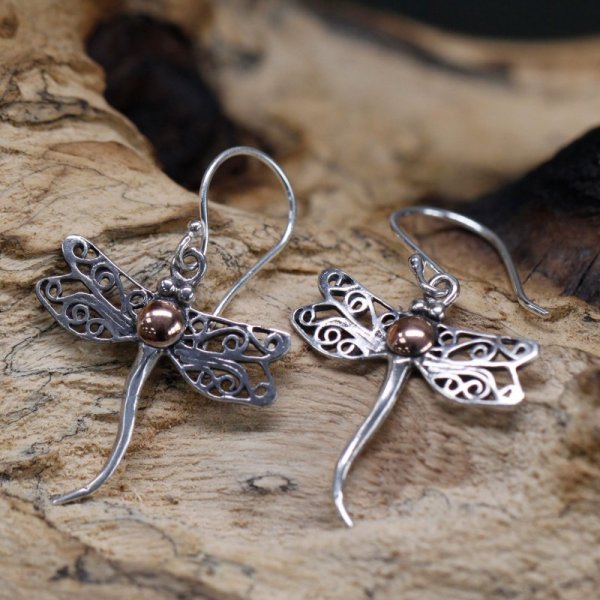 (image for) Silver & Gold Earring - Dragonflies