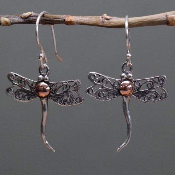 (image for) Silver & Gold Earring - Dragonflies