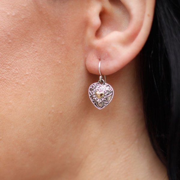 (image for) Silver & Gold Earring - Mandala Hearts
