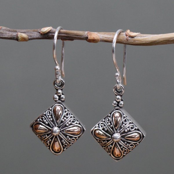 (image for) Silver & Gold Earring - Square Drop