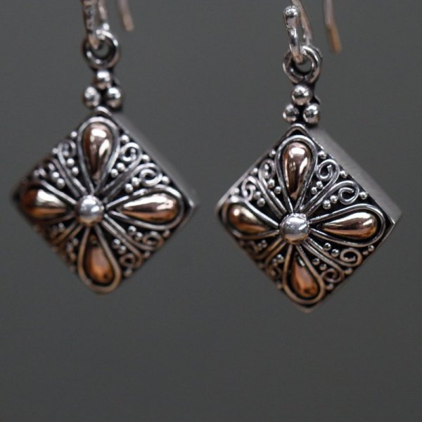 (image for) Silver & Gold Earring - Square Drop