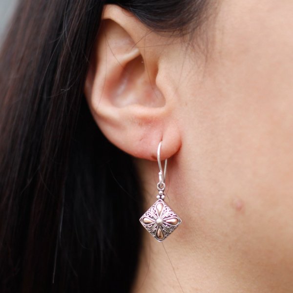 (image for) Silver & Gold Earring - Square Drop