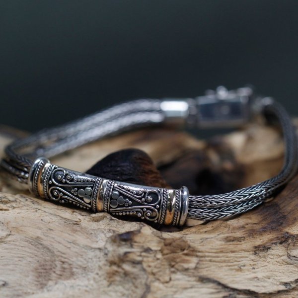 (image for) Silver & Gold Bracelet - Unisex Twin Chain