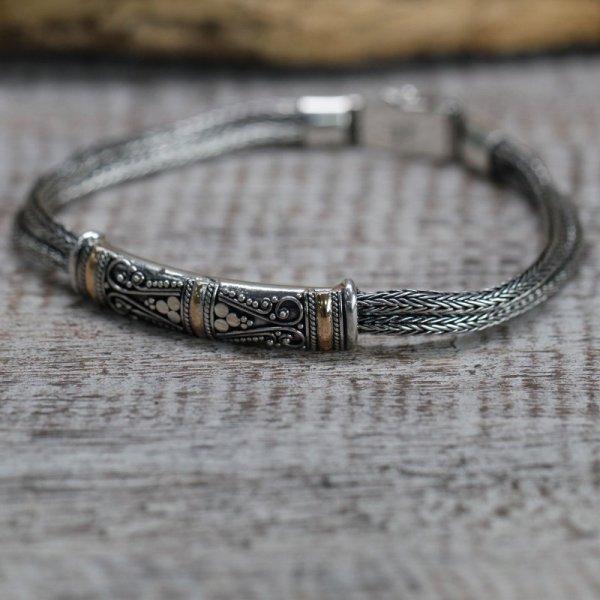 (image for) Silver & Gold Bracelet - Unisex Twin Chain