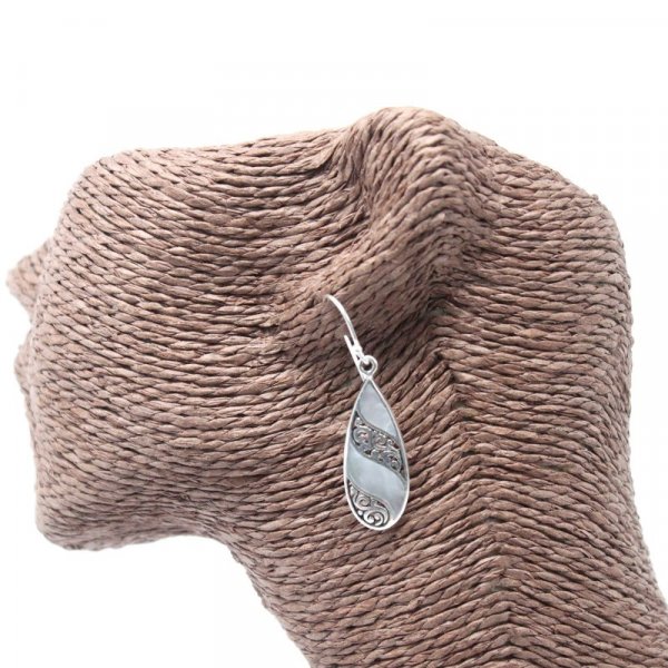(image for) Shell & Silver Earrings - Teardrop- MOP