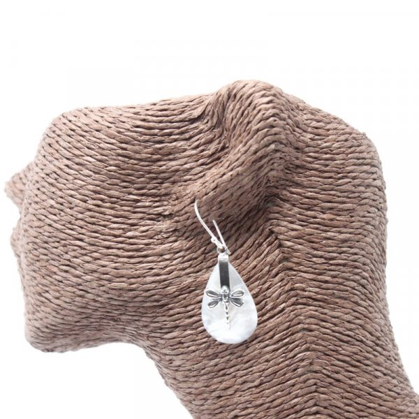 (image for) Shell & Silver Earrings - Dragonflies - MOP