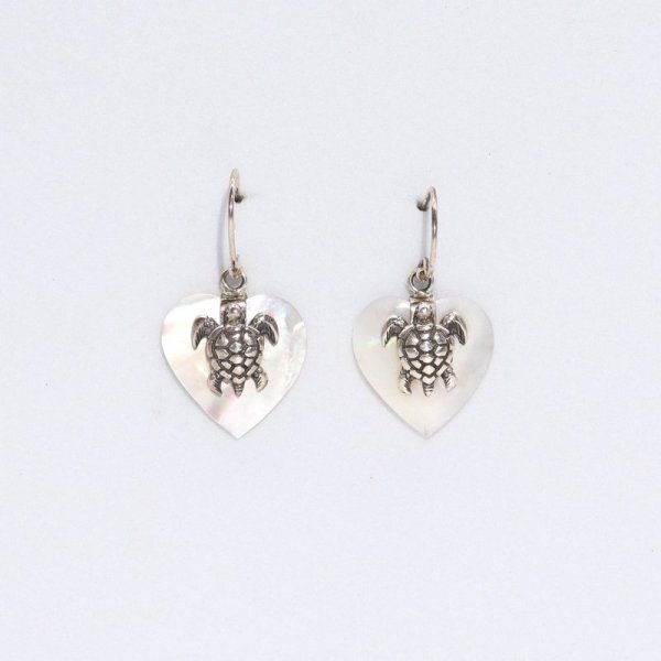 (image for) Shell & Silver Earrings - Sea Turtle - MOP