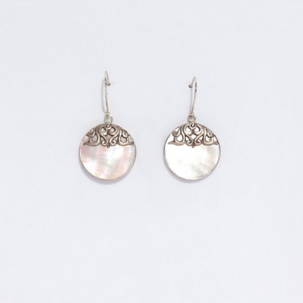 (image for) Shell & Silver Earrings - Classic Disc - MOP