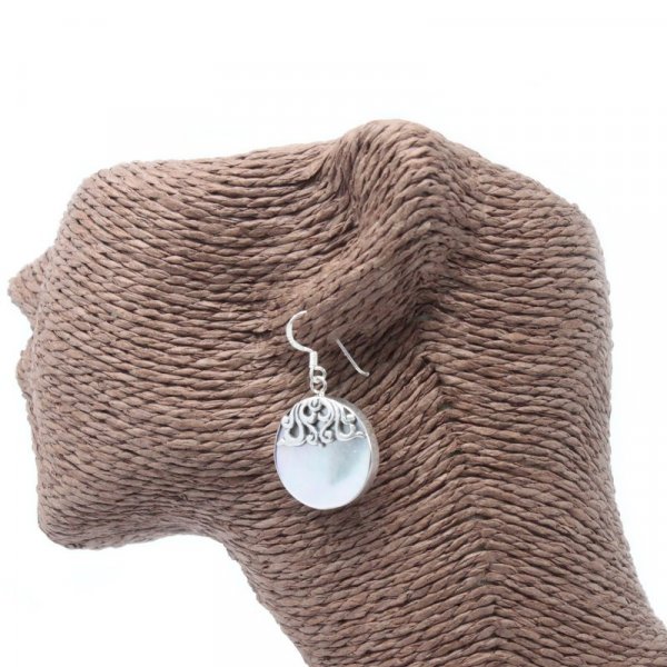 (image for) Shell & Silver Earrings - Classic Disc - MOP