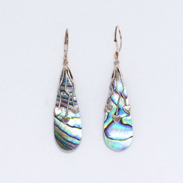 (image for) Shell & Silver Earrings - Three Hearts - Abalone