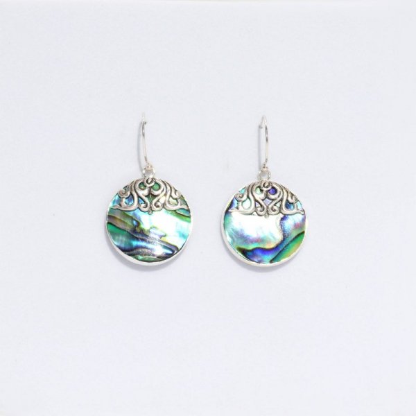 (image for) Shell & Silver Earrings - Classic Disc - Abalone