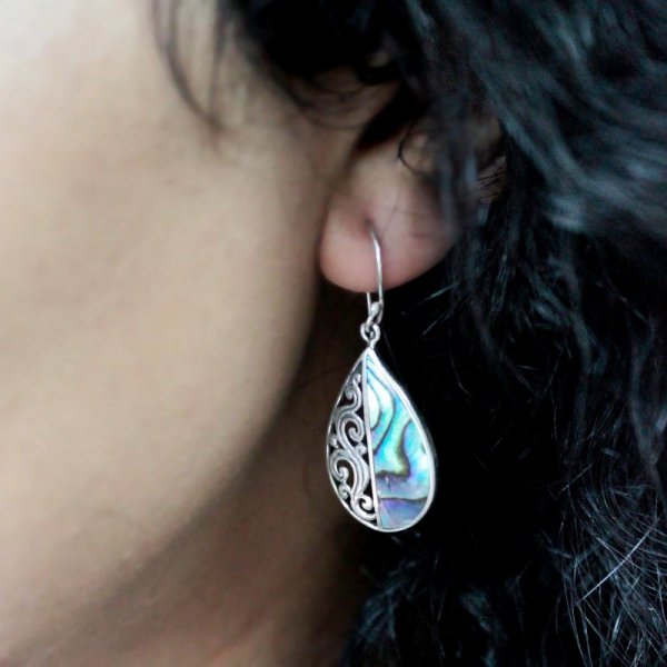 (image for) Shell & Silver Earrings - Classic Disc - Abalone