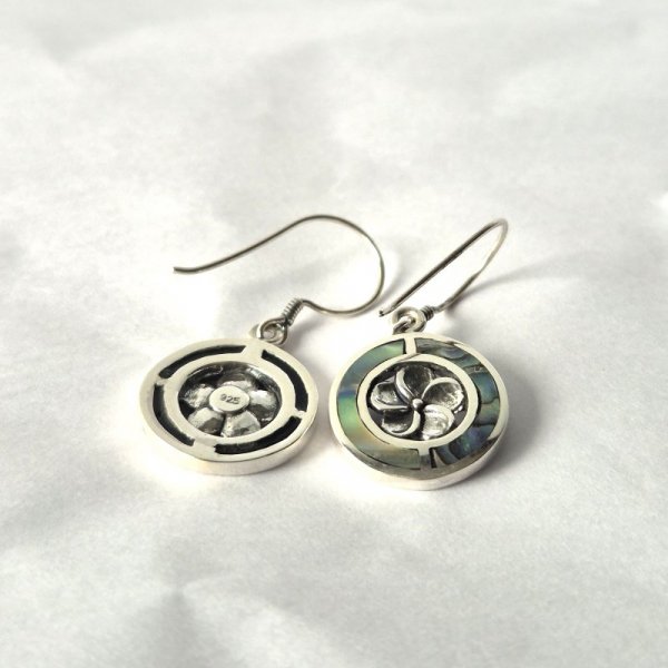 (image for) Shell & Silver Earrings - Frangipani - Abalone