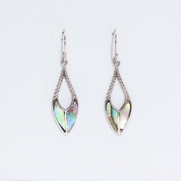 (image for) Shell & Silver Earrings - Spear Drops - Abalone