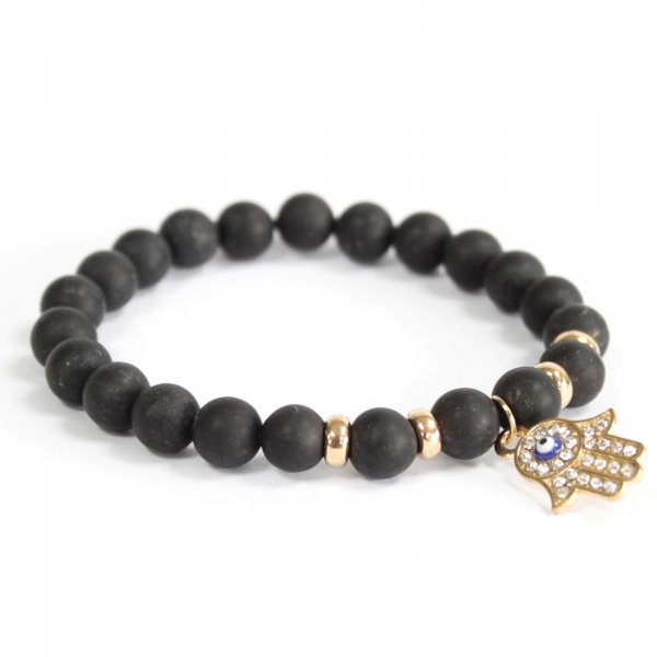 (image for) Hamsa / Black Agate - Gemstone Bracelet