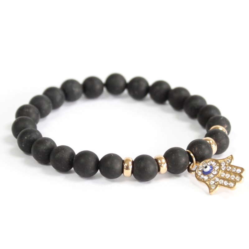 (image for) Hamsa / Black Agate - Gemstone Bracelet