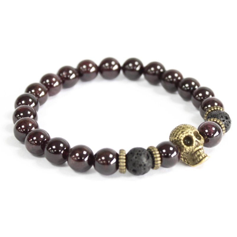 (image for) Bronze Skull / Blood Stone - Gemstone Bracelet