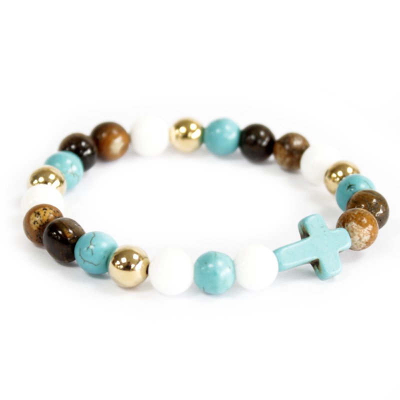 (image for) Turquoise Cross / Royal Beads - Gemstone Bracelet