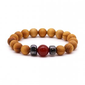 Cedarwood Root Chakra Bangle with Red Jasper