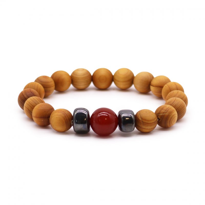(image for) Cedarwood Root Chakra Bangle with Red Jasper