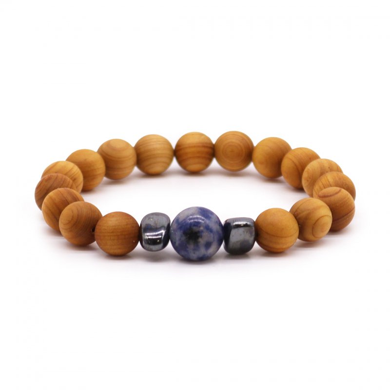 (image for) Cedarwood Throat Chakra Bangle with Sodalite