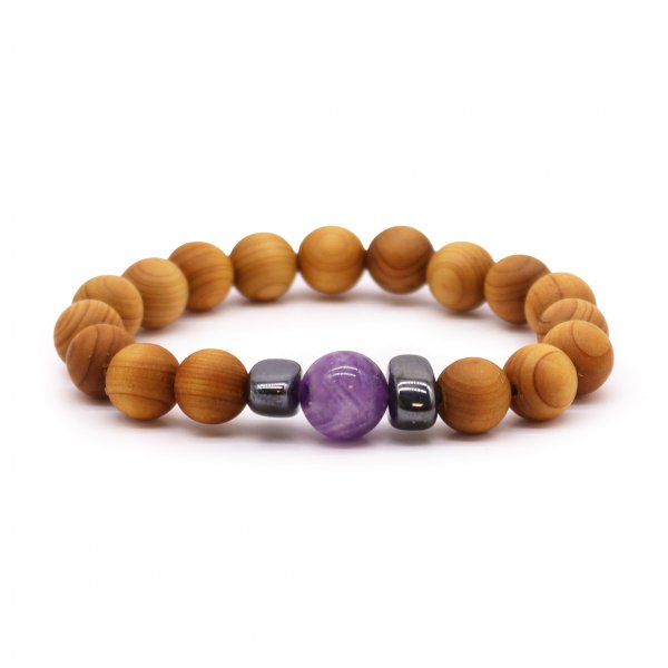 (image for) Cedarwood Third Eye Chakra Bangle with Amethyst
